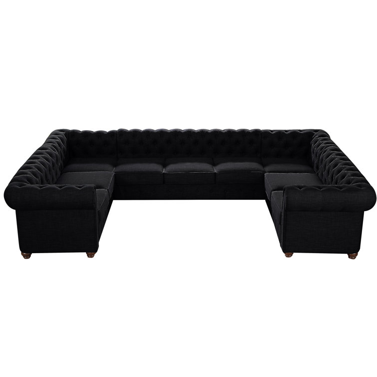 Greyleigh™ Quitaque 135" Wide Linen Symmetrical Sectional & Reviews Wayfair